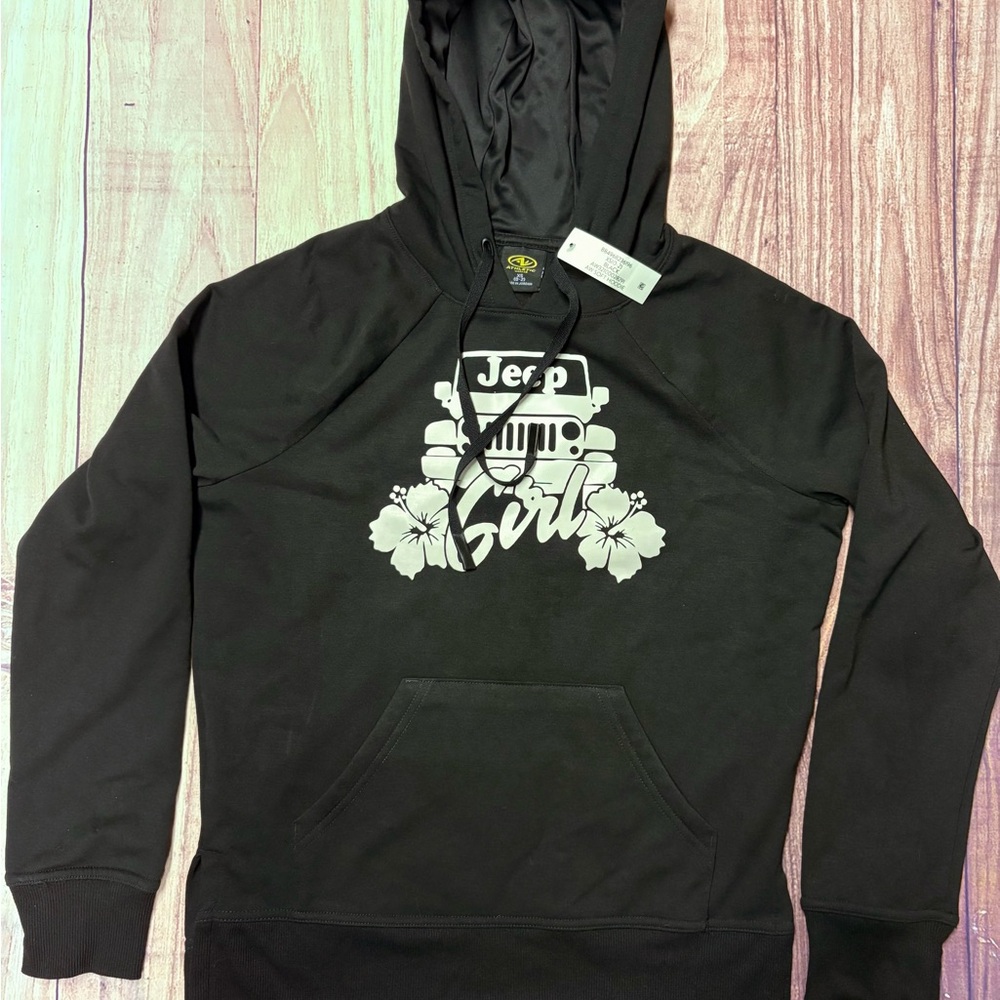 Athletic Works Black Jeep Girl Graphic Hoodie Size XS 0-2
